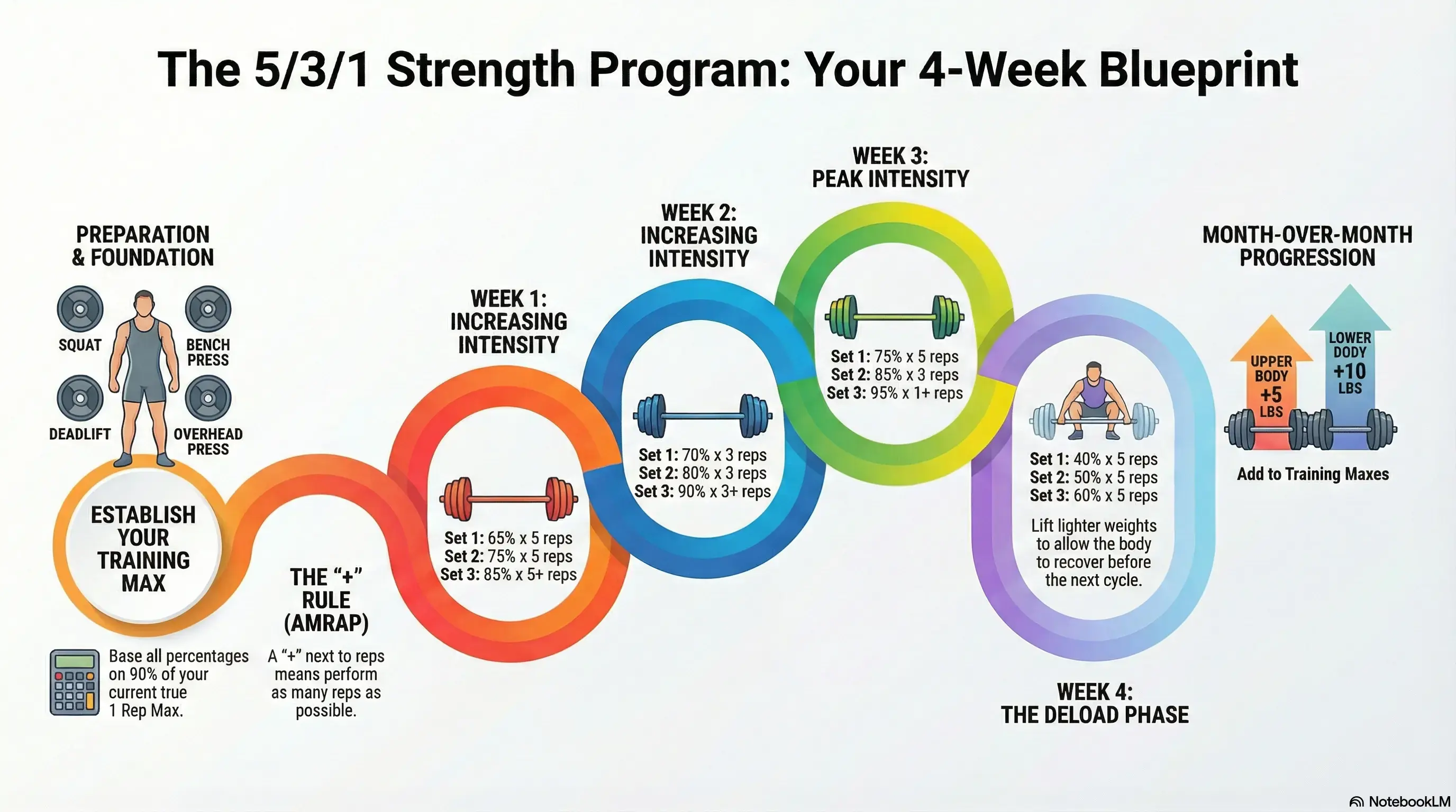 The 5/3/1 strength program barbell