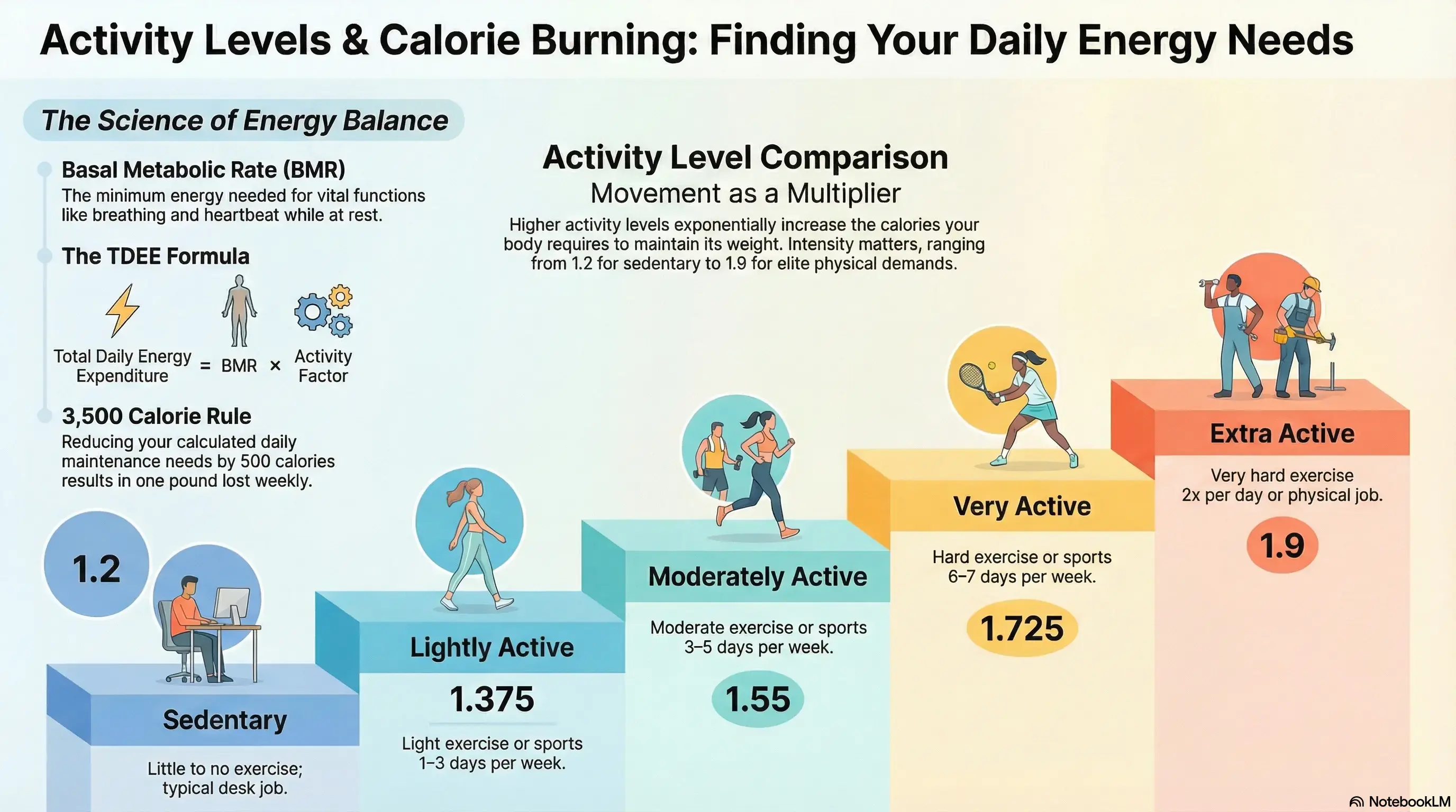 Activity level calories infographic